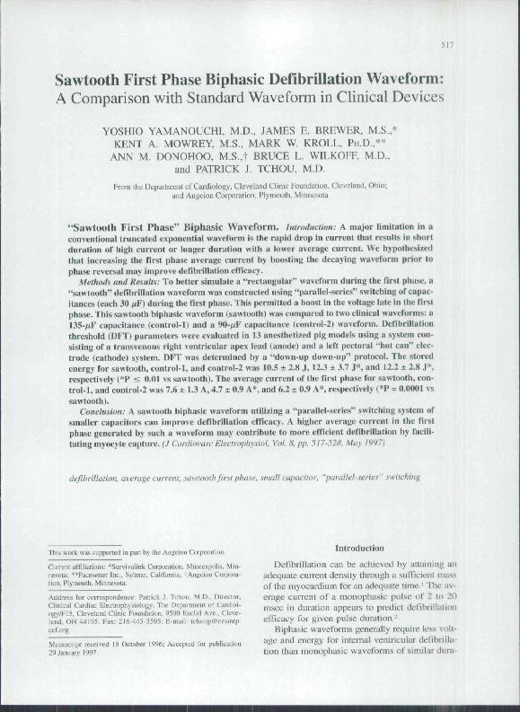 (PDF) Sawtooth First Phase Biphasic Defibrillation Waveform.: A ...