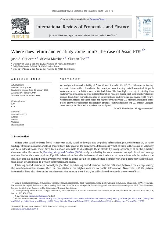 (PDF) Where does return and volatility come from? The case of Asian ETFs