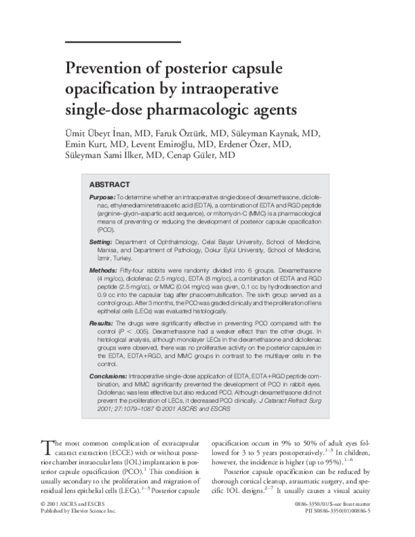 (PDF) Prevention of posterior capsule opacification by intraoperative