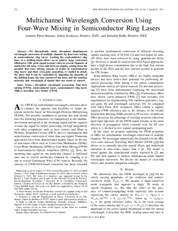 (PDF) Multichannel Wavelength Conversion Using Four-Wave Mixing in ...