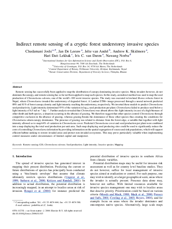 (PDF) Indirect remote sensing of a cryptic forest understorey invasive