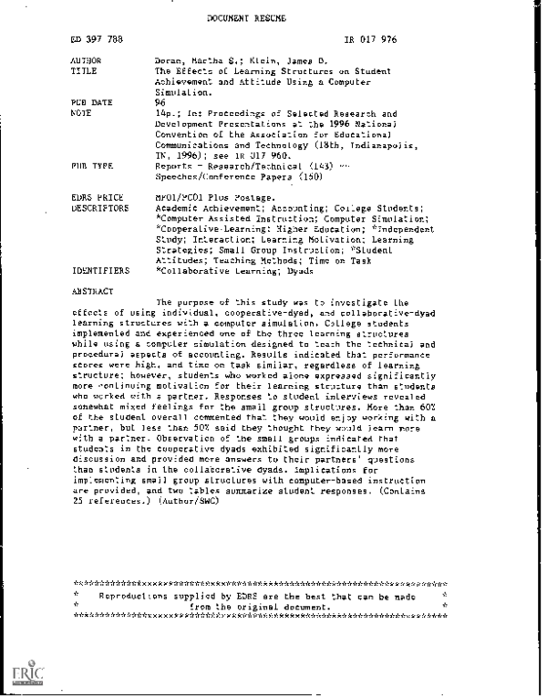 (PDF) The Effects of Learning Structures on Student Achievement and ...