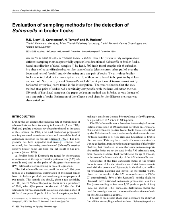 (PDF) Evaluation of sampling methods for the detection of Salmonella in ...