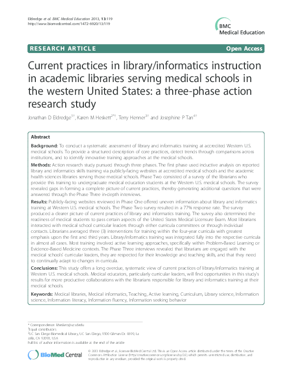 (PDF) Current practices in library/informatics instruction in academic ...