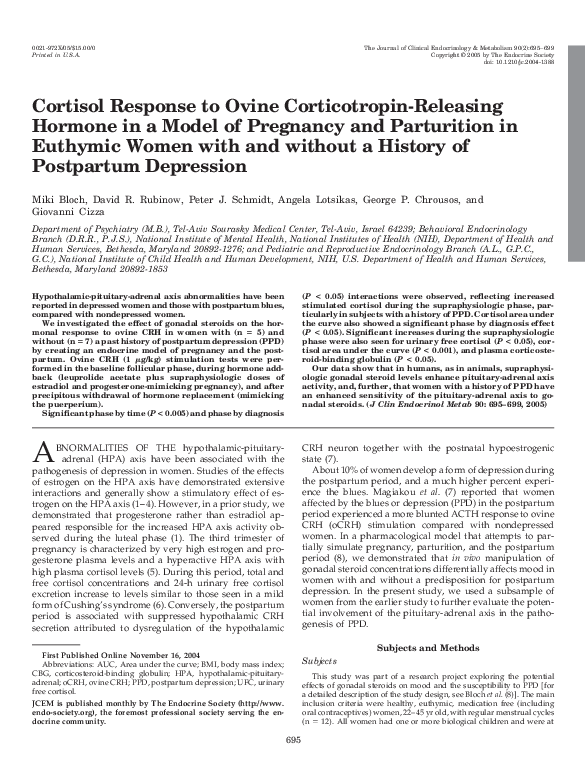 (PDF) Cortisol Response to Ovine Corticotropin-Releasing Hormone in a ...