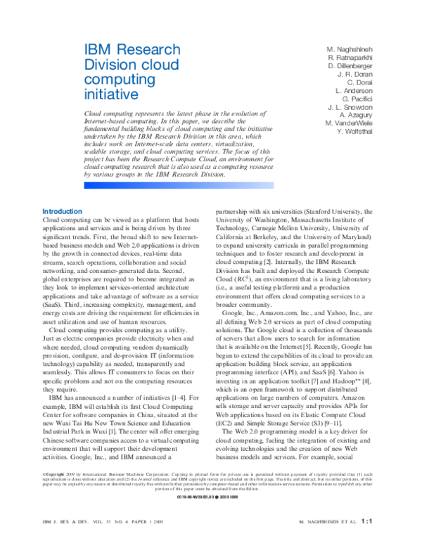 (PDF) IBM Research Division cloud computing initiative