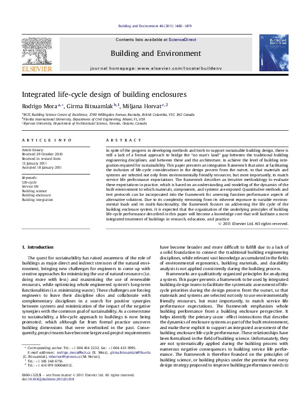 (PDF) Integrated life-cycle design of building enclosures