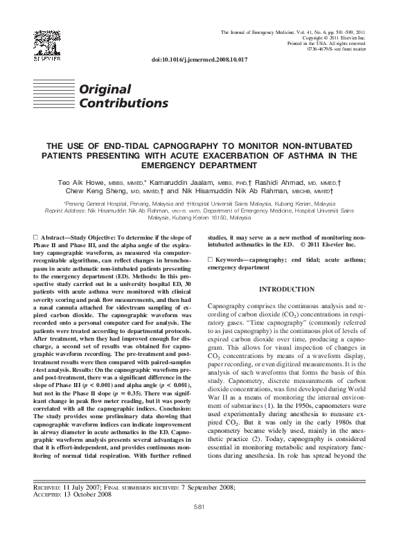 (PDF) The Use of EndTidal Capnography to Monitor NonIntubated