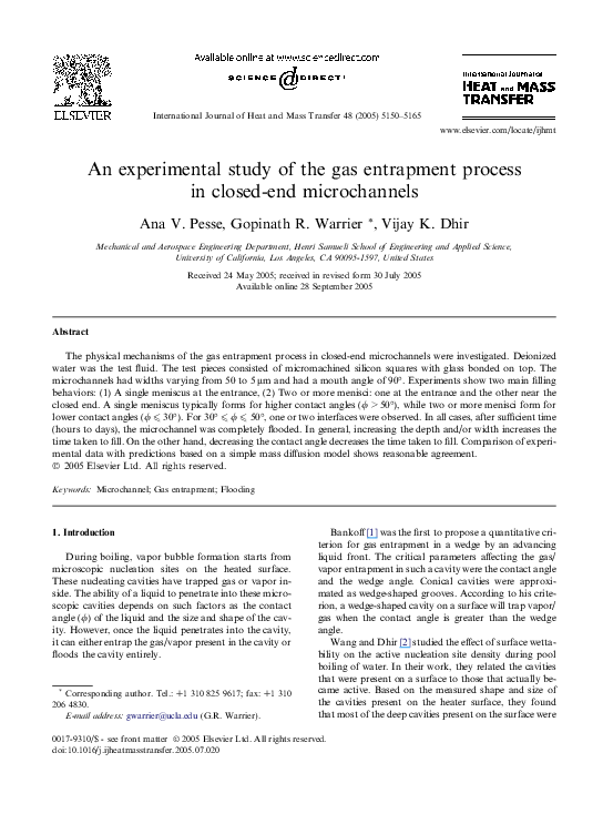 (PDF) An experimental study of the gas entrapment process in closed-end ...