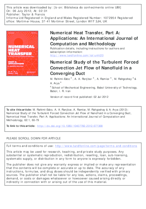 (PDF) Numerical Study of the Turbulent Forced Convection Jet Flow of ...