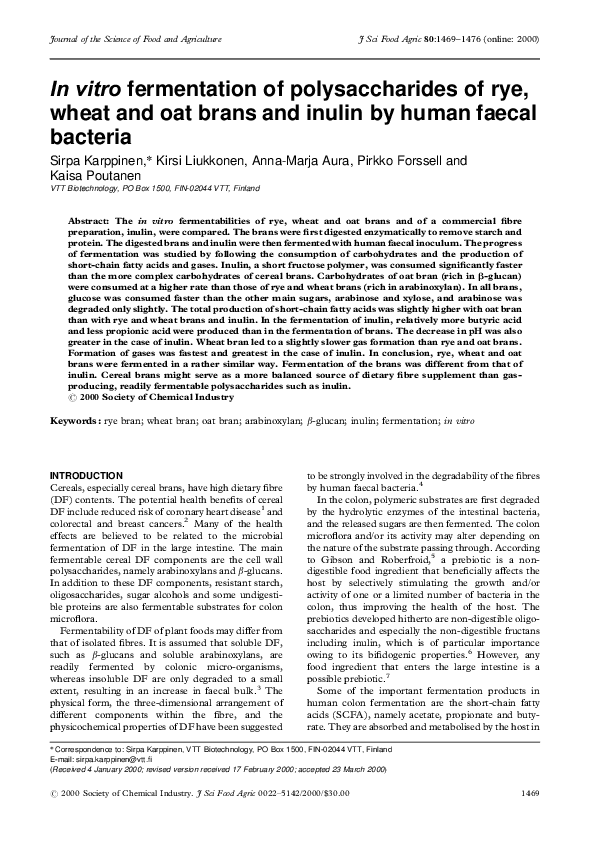 (PDF) In vitro fermentation of polysaccharides of rye, wheat and oat ...