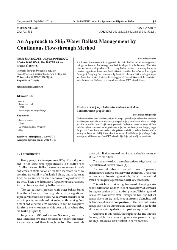 (PDF) An Approach to Ship Water Ballast Management by Continuous Flow ...