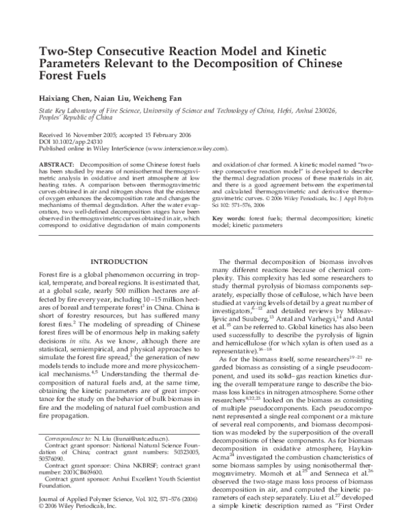 (PDF) Two-step consecutive reaction model and kinetic parameters ...