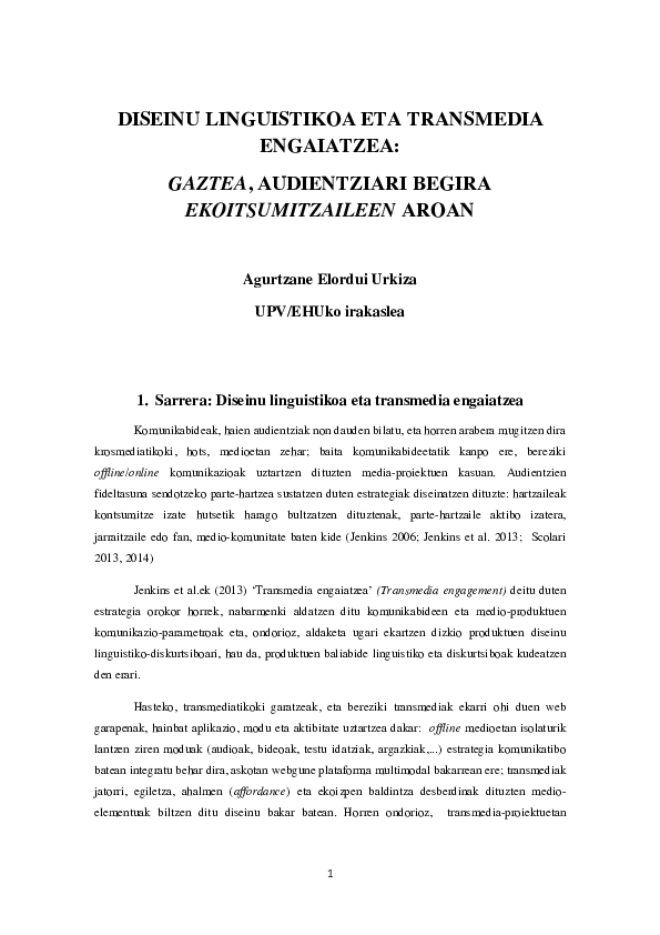 Pdf Diseinu Linguistikoa Eta Transmedia Engaiatzea Gaztea Nyota App Com