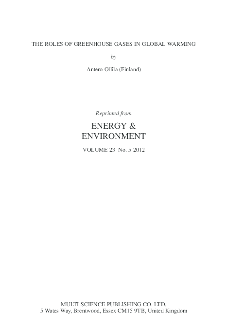 (PDF) THE ROLES OF GREENHOUSE GASES IN GLOBAL WARMINGOllila-EE-GH gas ...
