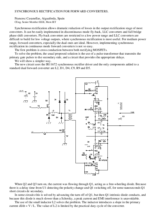 (PDF) Synchronous Rectification for Forward Converters