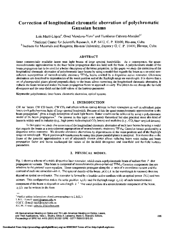 (PDF) Correction of longitudinal chromatic aberration of polychromatic ...
