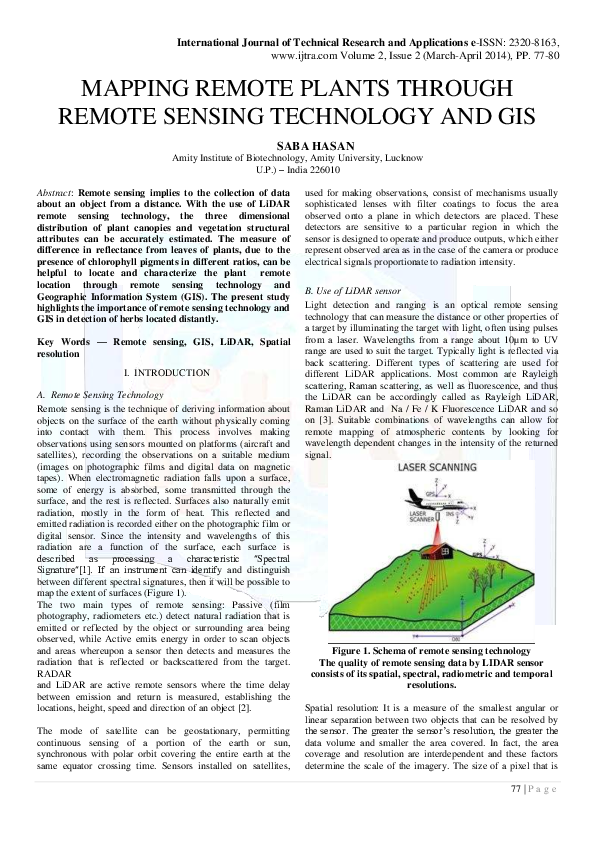 (PDF) Mapping Remote Plants Through Remote Sensing Technology and Gis