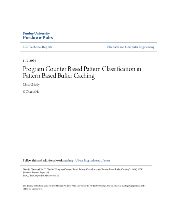(PDF) ProgramCounterBased Pattern Classification in