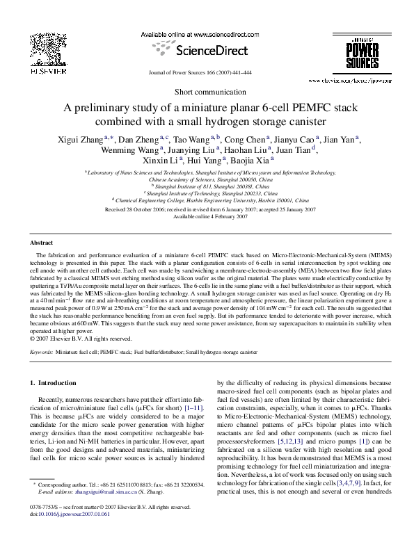 (PDF) A preliminary study of a miniature planar 6-cell PEMFC stack ...