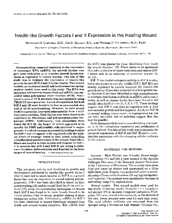 (PDF) Insulin-like growth factors I and II expression in the healing wound