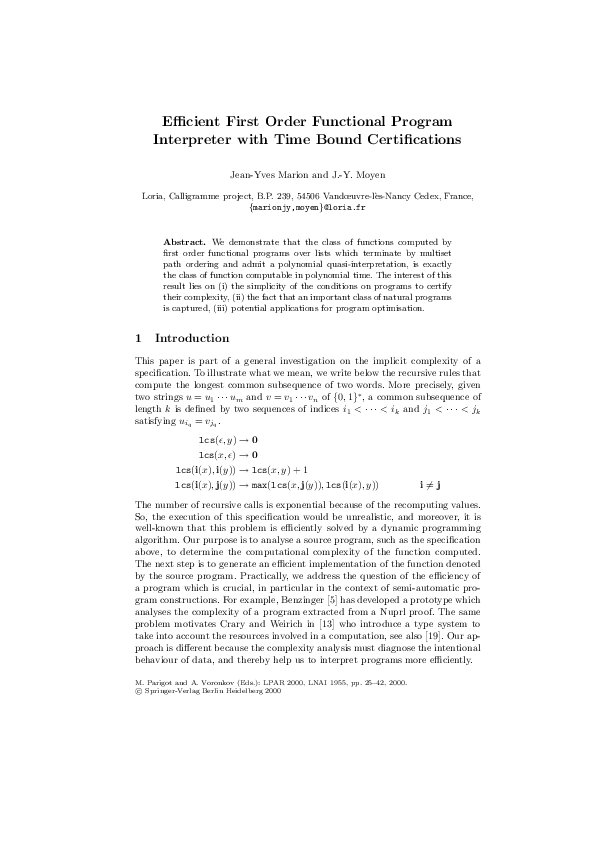 (PDF) Efficient First Order Functional Program Interpreter with Time ...