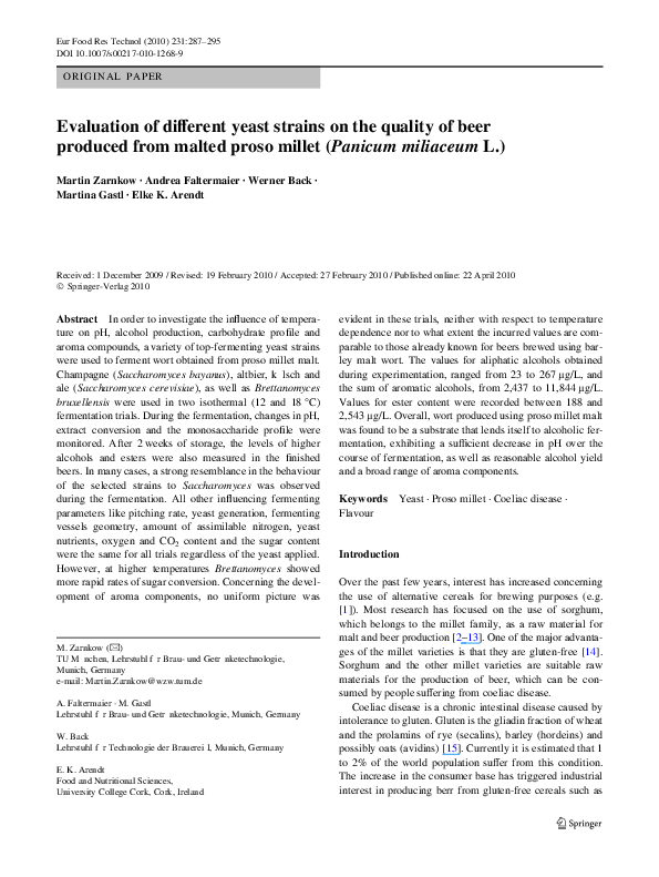 (PDF) Evaluation of different yeast strains on the quality of beer ...