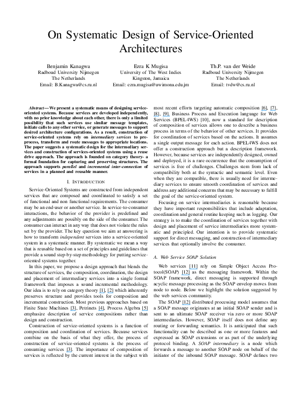 (PDF) On systematic Design of Service Oriented Architectures