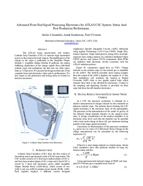 (PDF) Advanced Front End Signal Processing Electronics for ATLAS CSC ...