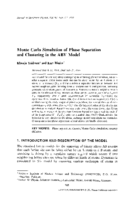 (PDF) Monte Carlo simulation of phase separation and clustering in the ...