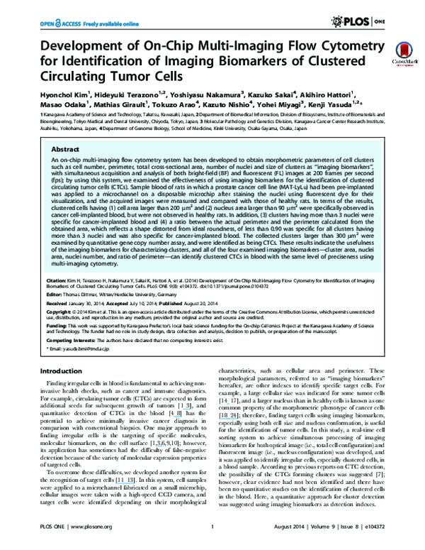 (PDF) Development of on-chip multi-imaging flow cytometry for ...