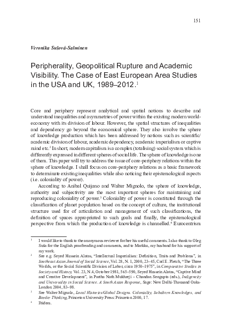 (PDF) Peripherality, Geopolitical Rupture and Academic Visibility. The ...