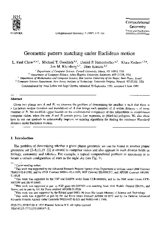 (PDF) Geometric pattern matching under Euclidean motion