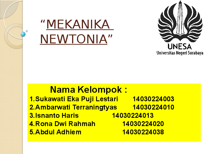 (PPT) PPT Hukum Newton Ambarwati Terraningtyas