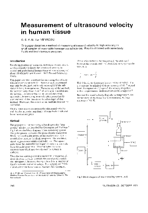 (PDF) Measurement of ultrasound velocity in human tissue