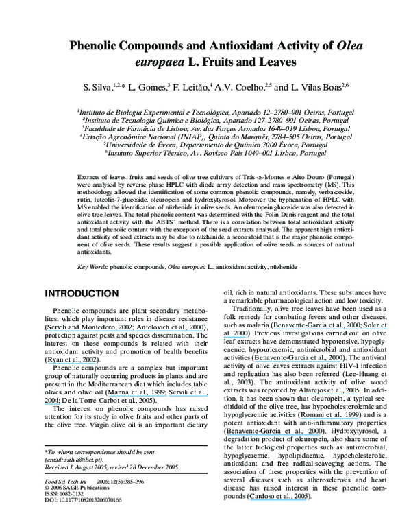 (PDF) Phenolic Compounds and Antioxidant Activity of Olea europaea L ...