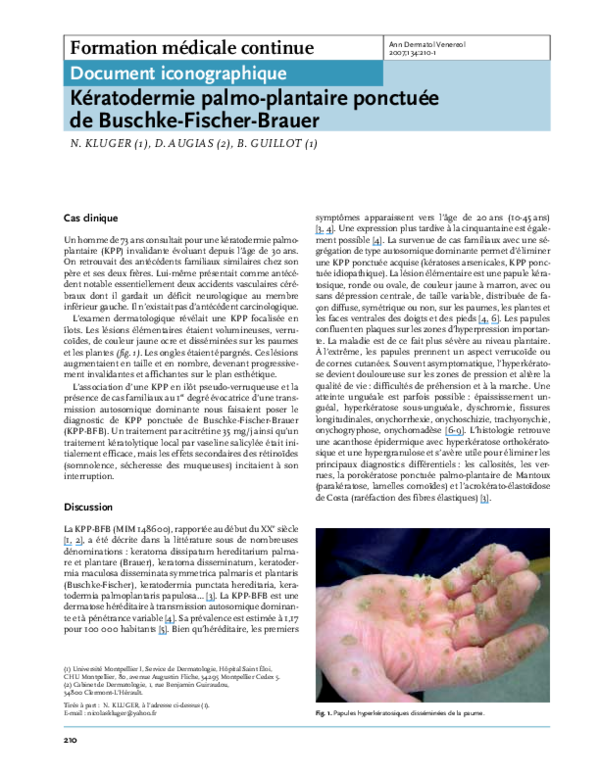 (PDF) Kératodermie palmoplantaire ponctuée de BuschkeFischerBrauer — free download