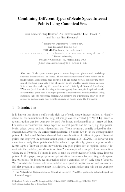 (PDF) Combining Different Types of Scale Space Interest Points Using ...