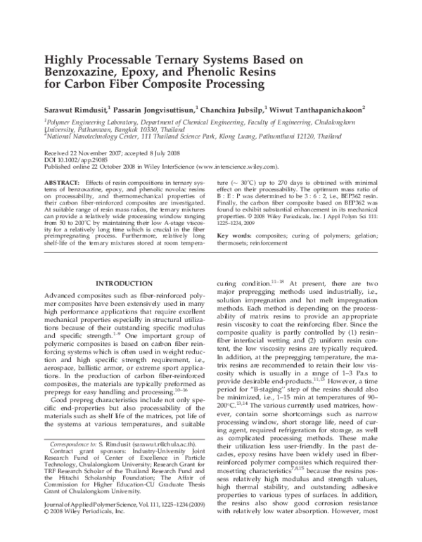 (PDF) Highly processable ternary systems based on benzoxazine, epoxy
