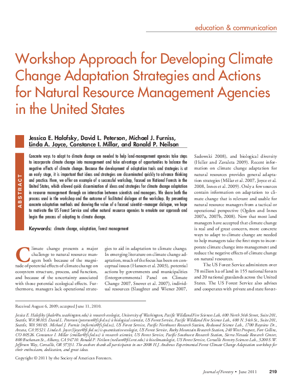 (PDF) Workshop approach for developing climate change adaptation ...
