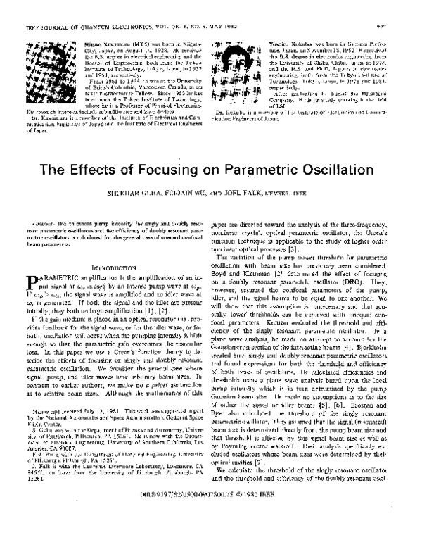 (PDF) The effects of focusing on parametric oscillation