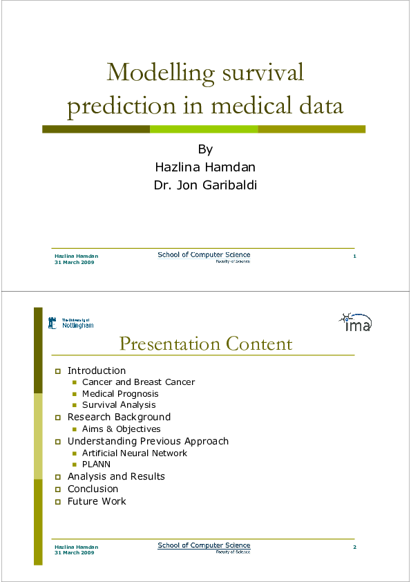 (PDF) Modelling Survival Prediction in Medical Data hazlina hamdan