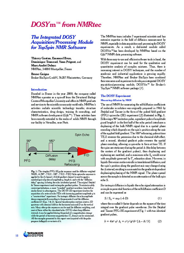 (PDF) The integrated DOSY Acquisition/Processing Module for TopSpin NMR ...