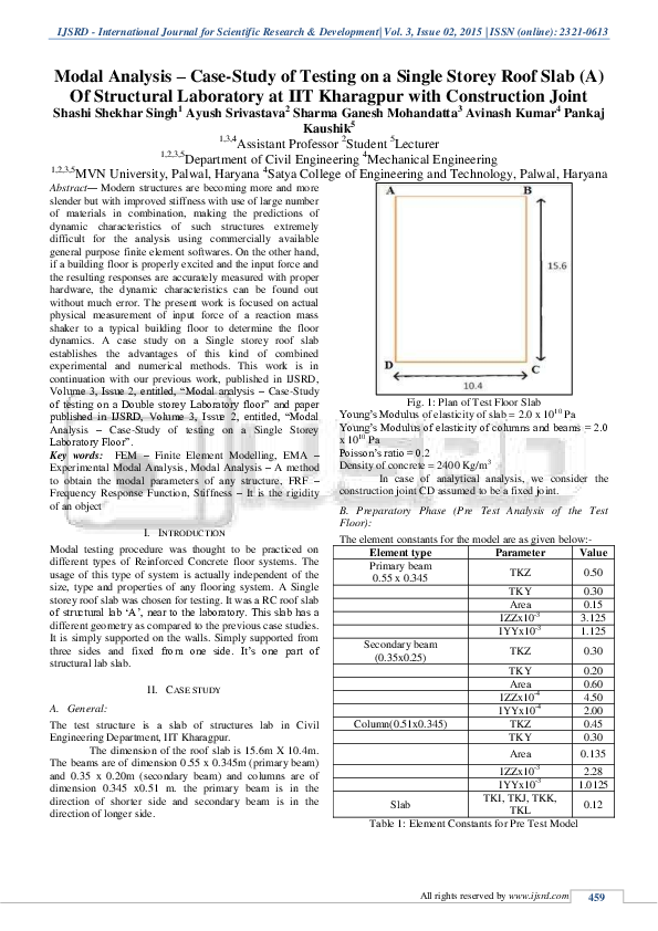 (PDF) Modal Analysis – Case-Study of Testing on a Single Storey Roof ...