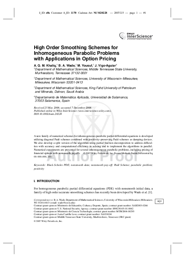 (PDF) High order smoothing schemes for inhomogeneous parabolic problems ...
