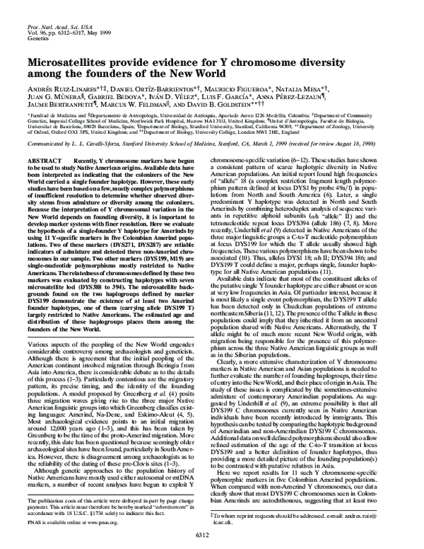 (PDF) Microsatellites Provide Evidence for Y Chromosome Diversity among ...