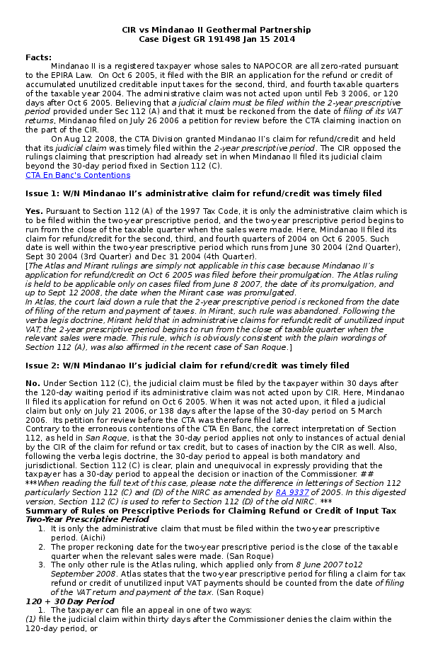 DOC CIR Vs Mindanao II Geothermal Partnership Case Digest GR doc-cir-vs-mindanao-ii-geothermal-partnership-case-digest-gr