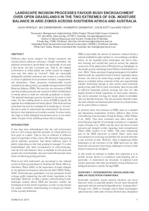 (PDF) LANDSCAPE INCISION PROCESSES FAVOUR BUSH ENCROACHMENT OVER OPEN ...