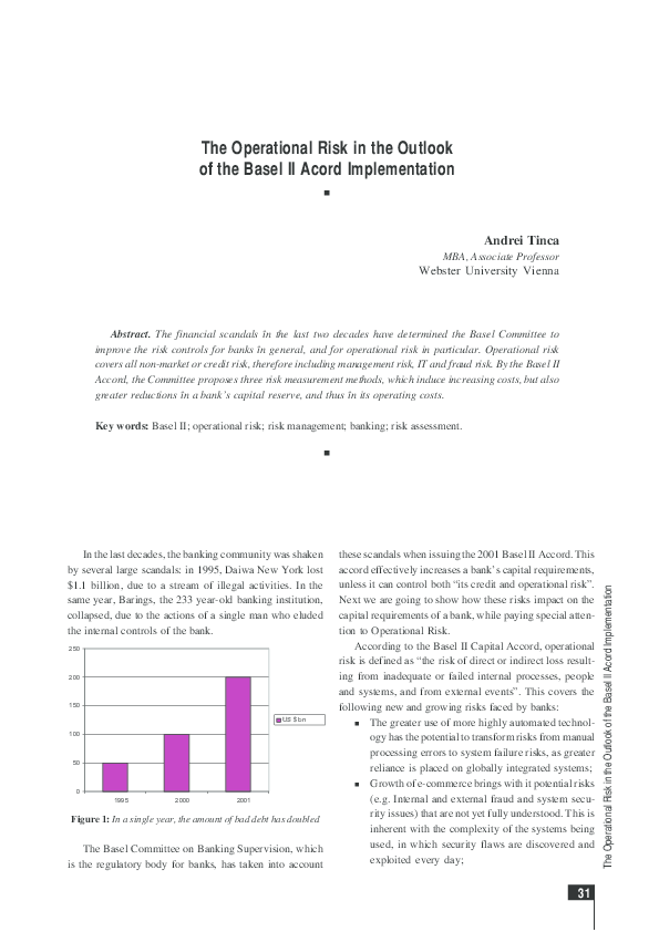 (PDF) The Operational Risk in the Outlook of the Basel II Accord ...