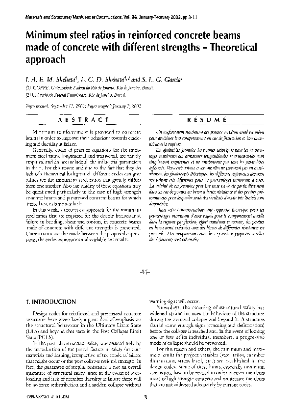 (PDF) Minimum steel ratios in reinforced concrete beams made of